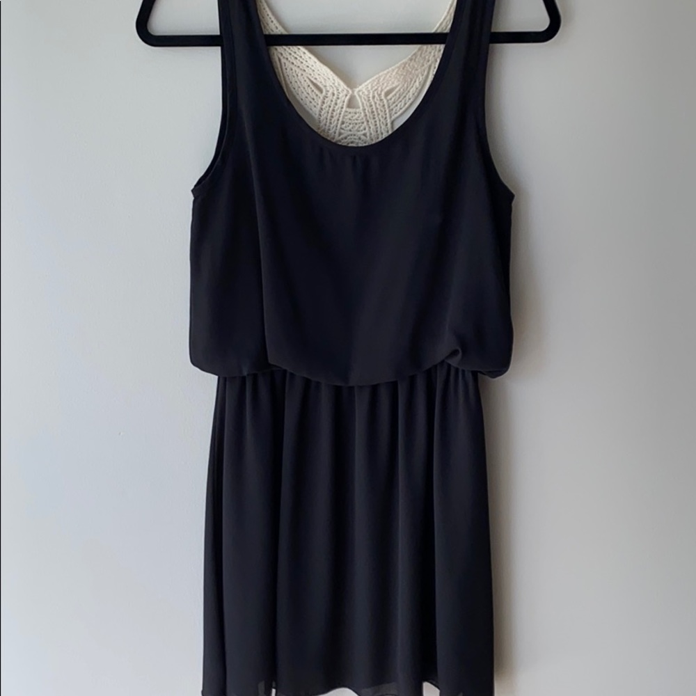 Stylebook black dress with crochet in back